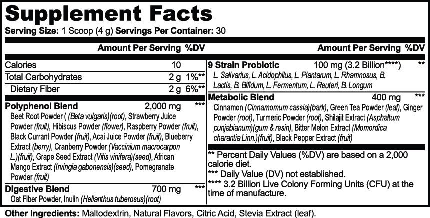 Red Reign Superfood Daily Defense: Shilajit, Beets, Acai & Probiotics