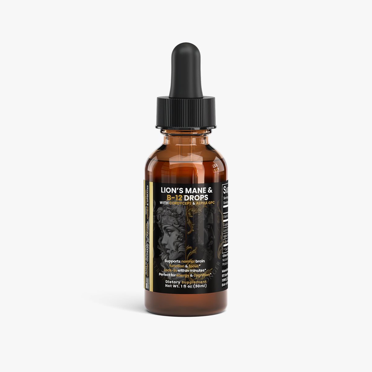 Lion's Mane & B-12 Energy Drops with Cordyceps, Alpha GPC