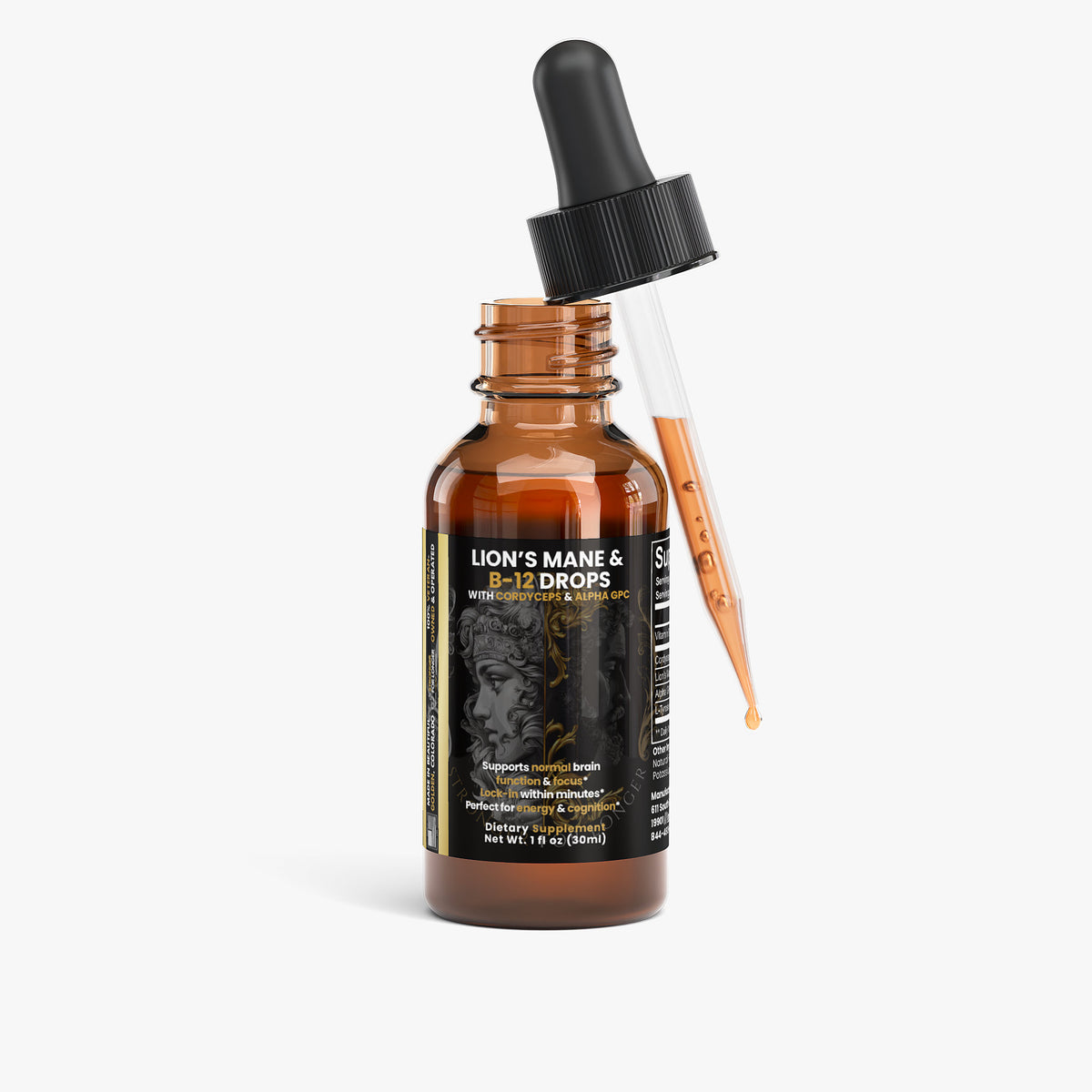Lion's Mane & B-12 Energy Drops with Cordyceps, Alpha GPC