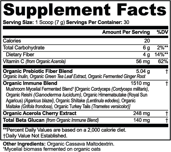 Adaptogen Shroom Stack: 6-Mushroom Prebiotic & Vitamin C